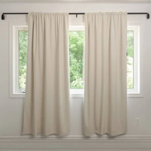 Sleepout Home 100% Blackout Curtain Cream White 50” X 84” 2 Curtains - Picture 1 of 4