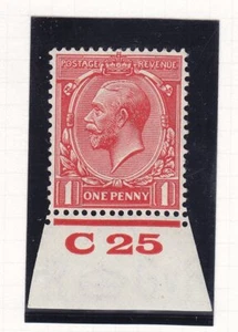 GB 1924 SG419 1d SCHARLACHROT BLOCK CYPHER CONTROL C25 VLMM - Bild 1 von 1