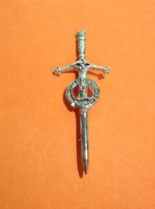 Hand Sword Fide Et Fortitudine Vintage Silver Tone Scotland Pin
