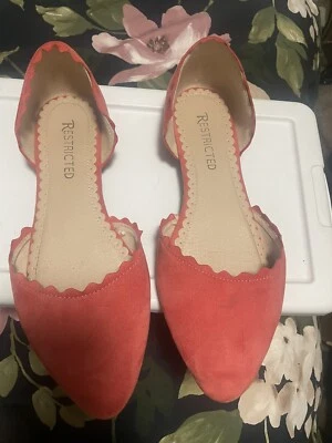 Zapatos Restringidos Para Mujer 8.5 Punta D Orsay Planos Sin Cordones Coral Imitación Gamuza Foto 1 de 4