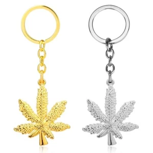 Weed Maple Leaf Cannabis Marijuana Keychain Keyring Free Gift Bag - Picture 1 of 11