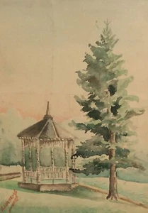 Antique impressionist watercolor painting landscape - Picture 1 of 11