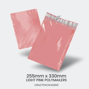 255mm x 330mm+40mm Pink Plastic Poly Mailer Bag Satchel Parcel Self Sealing - Picture 1 of 17