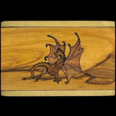 Латунный деревянный дракон фантазия викканский гот хиппи искусство 1970-х новый из старых запасов винтажная пряжка ремня - Изображение 1 из 2