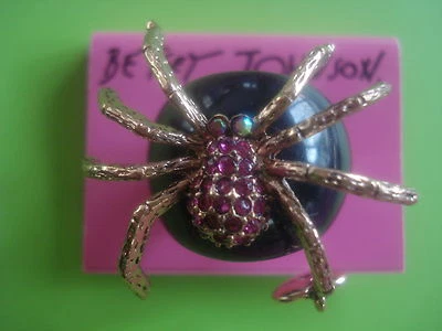 BETSEY JOHNSON RHINESTONE SPIDER RING RUBY RED STONES  SPIDER RARE - Image 1 of 2