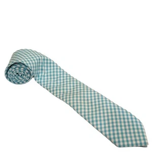Vineyard Vines Cotton Blend Gingham Necktie Aqua Blue White Men's USA NWT $95 - Picture 1 of 5