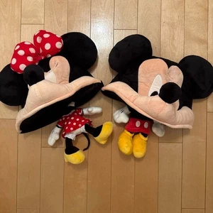Tokyo Disney Resort Mickey & Minnie Plush Hat Fan Cap Set of 2 Headband Japan - Picture 1 of 7