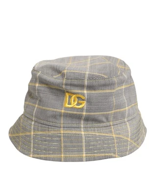 Dolce & Gabbana Gris Amarillo Mezcla de Lana Cuadros Gorra Cubo Hombre Sombrero Auténtico Foto 1 de 4
