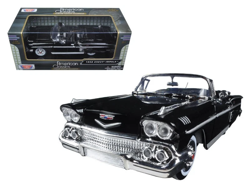 Motormax 73267BK 1958 Chevrolet Impala Convertible Black 1/24 Diecast Model Car - Image 1 of 1