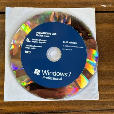 Disco promocional DVD Microsoft Windows 7 Professional 64 bits ¡LEER! Foto 1 de 3