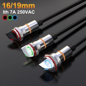16/19mm Rotary Switch Selector ON OFF 7A LED Illuminated with Waterproof Wire - Picture 1 of 19
