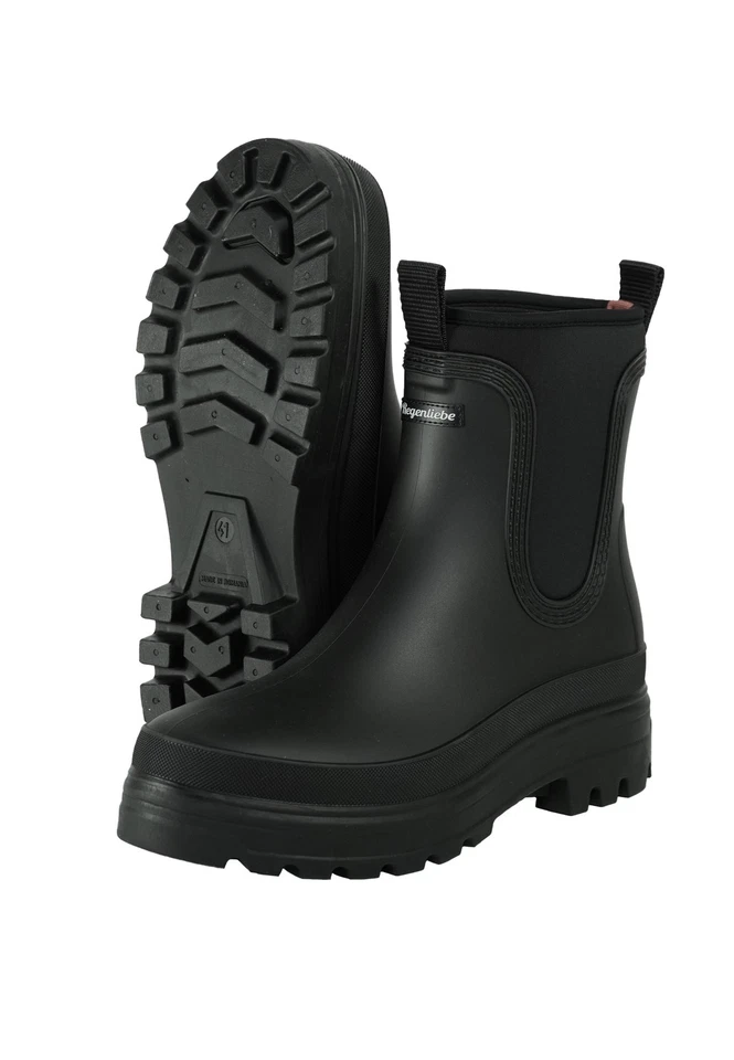 Regenliebe Damen Regenstiefel Short Story schwarz Halbschaft Gummistiefel wärme