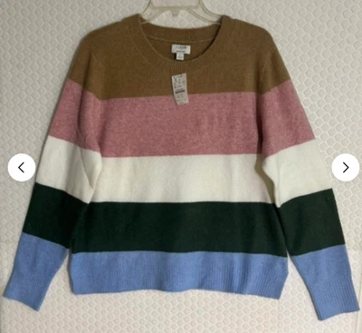 NUEVO CON ETIQUETAS J. Suéter Cuello Redondo Rayas Redondo - Lana Extra Suave, Manga Larga - Talla Grande Foto 1 de 3