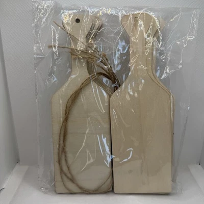 Paddles, Wood Board Cut Out Unfinished 12 Pcs w/ Twine. Craft, New, 3” x 9.5”  - Image 1 of 4