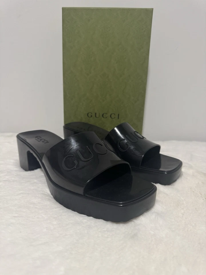 Sandalias Gucci talla 41/11US negras de goma para mula de gelatina Foto 1 de 4