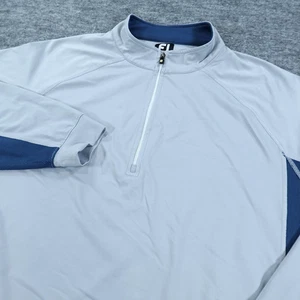 FootJoy Jacket Mens 2XL Gray Blue Quarter Zip Golfer Nylon Stretch Pullover - Picture 1 of 17