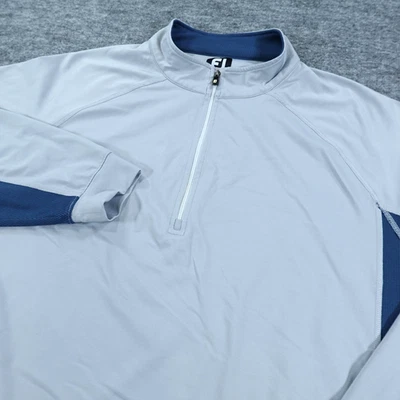 FootJoy Jacket Mens 2XL Gray Blue Quarter Zip Golfer Nylon Stretch Pullover - Image 1 of 4