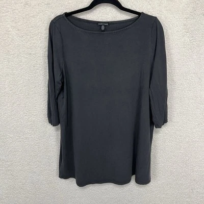 Túnica informal minimalista gris carbón grande Eileen Fisher Top para mujer Lagenlook Foto 1 de 4