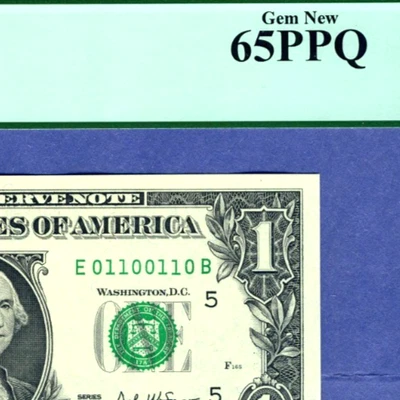 FANCY TRUE BINARY RADAR & REPEATER # 01100110 serial number $1 PCGS 65 PPQ - Image 1 of 4