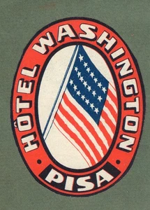 RARE Hotel luggage label ITALY Washington Roma nice colours & art #766 - Picture 1 of 1