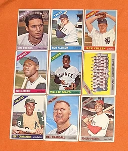 1966 Topps (9) Different (Mays, Clemente…) Vintage Baseball Card Lot *CgC605* - Picture 1 of 3