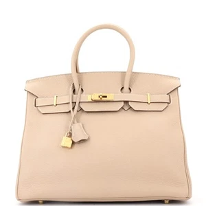 Hermes Birkin Handbag Light Clemence with Gold Hardware 35 - Picture 1 of 10