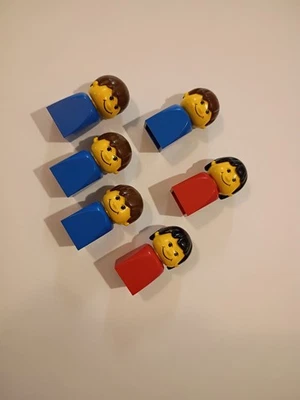 Vintage 1980s LEGO DUPLO Figures – 6-Piece Lot (Blue & Red Characters) - Image 1 of 2