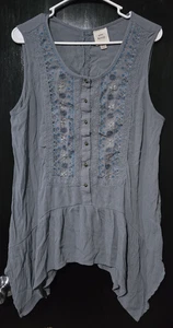 Knox Rose Damen Gr. XXL Bluse ärmellos blau mit Blumennähten asymmetrisch - Bild 1 von 14