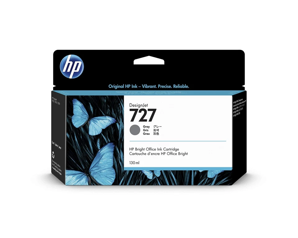 HP 727 B3P24A Grey 130-ml Genuine HP DesignJet Ink Cartridge with original HP In - Image 1 of 3
