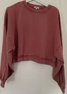 Kurzes, bordeauxrotes Damen Sweatshirt in Gr. L von C&A - Bild 1 von 8