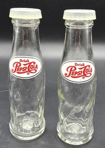 Vintage Pepsi Cola Advertising Novelty Glass Bottle Salt & Pepper Shakers 4 1/2" - Picture 1 of 3