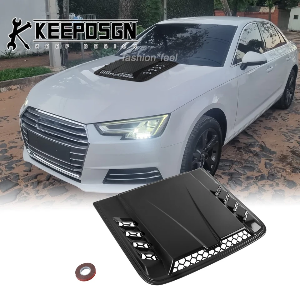 For Audi A4 S4 RS4 BLACK Car Hood Scoop Vents Cover Air Flow Intake Decorative — 第 1/4 张图片