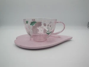 Juego de platillos y tazas Starbucks diseño floral púrpura montaña rusa a rayas rosa - Imagen 1 de 10