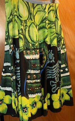 Falda adornada de lapislázuli cuentas festivas lentejuelas 100 % algodón obra de arte talla S Foto 1 de 4