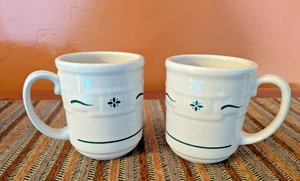 LONGABERGER USA WOVEN TRADITIONS Heritage Green MUGS - Set of 2 Exc Condition - Picture 1 of 5
