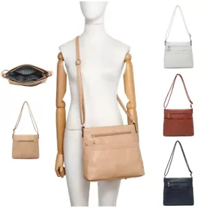 Boutique Zip front Faux Leather Woman Medium Messenger Cross Body Shoulder Bag - Picture 1 of 20