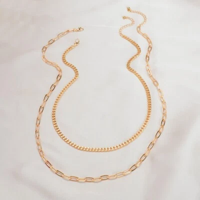 2 pcs Street Thick Link Chain Layered Necklace Fashion Accessories for Women - image 1 of 3