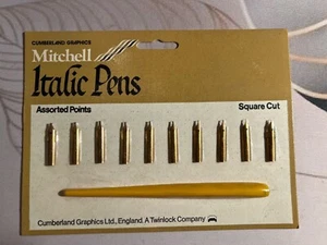 Cumberland Graphics_Mitchell_Italic Pens_Assorted Points_Square Cut_10 Nibs_NOS - Picture 1 of 5