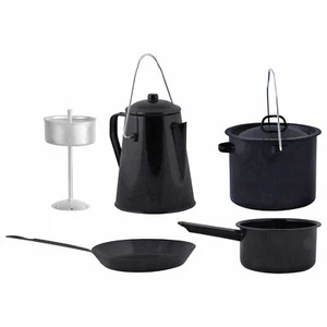 Esschert Design Camping Outdoor 4tlg. Koch Set Lagerfeuer Geschirr Pfanne Topf - Bild 1 von 5