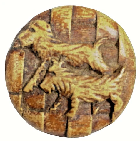Vintage Syroco Burwood Shank Button Scottie Dogs Figural Design - 1 7/16" Cover
