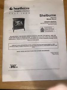 HearthStone 8370 Shelburne Cast Iron Wood Stove Owner's Manual Installation Oper - Picture 1 of 3