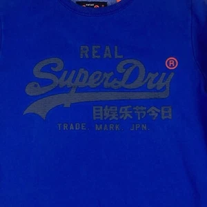 Superdry Mens M Vintage Japanese Logo Blue Orange Sweatshirt Pullover Sweater - Picture 1 of 10