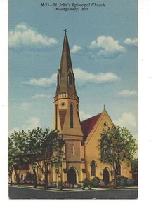 MONTGOMERY, ALABAMA POSTKARTE ST JOHN'S BISCHÖFSKIRCHE um 1940er Jahre Curteich Leinen - Bild 1 von 2