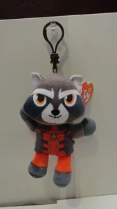 TY Marvel Beanie Baby Clip - ROCKET RACCOON (Plastic Key Clip - 4 inch) - MWMTs - Picture 1 of 7