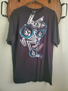 Volcum Logo Graphic T Shirt Mens L Black With White And Blue Graphic - Picture 1 of 3