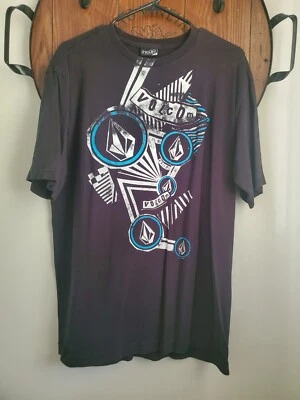 Volcum Logo Graphic T Shirt Mens L Black With White And Blue Graphic - Image 1 of 3