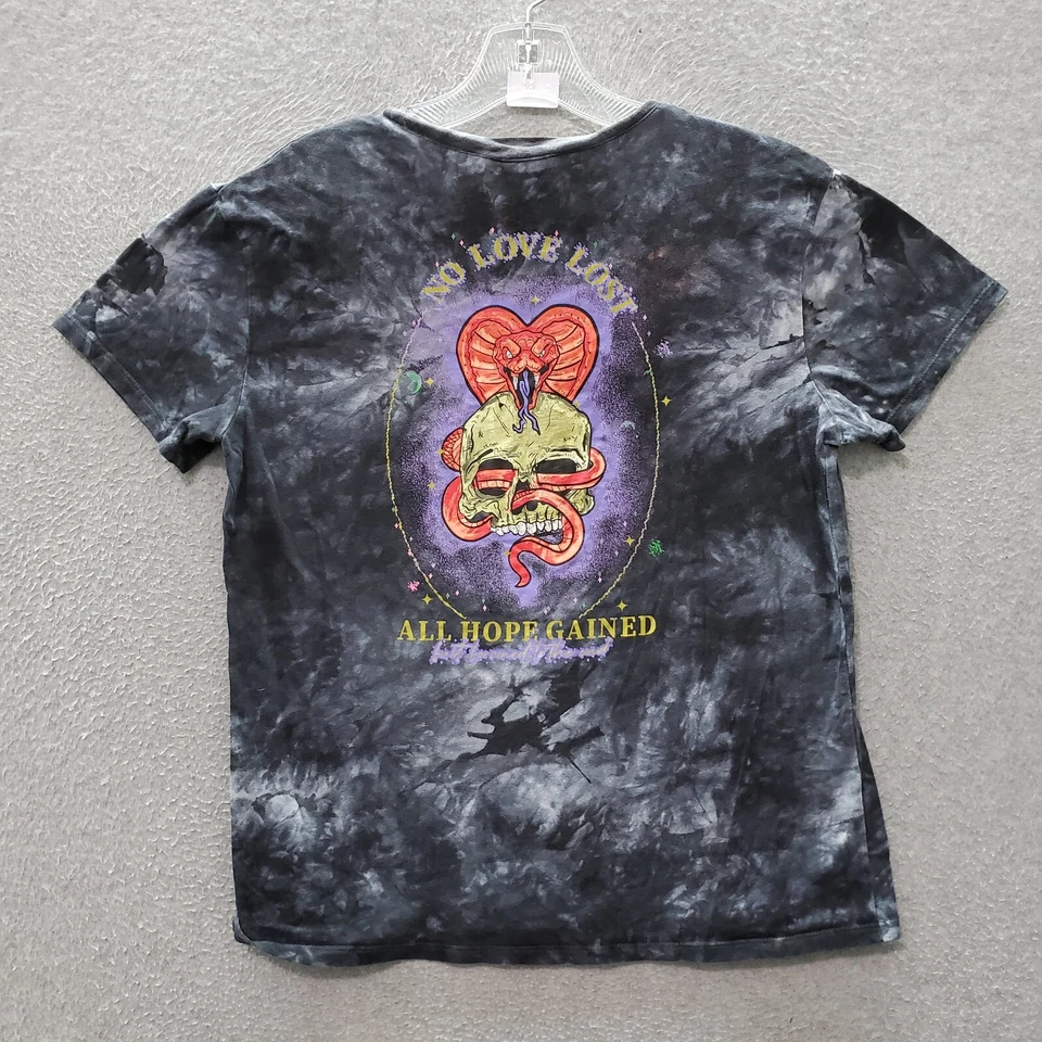 Camiseta Empyre Mujer Top M Gris Tie Dye Serpiente Calavera No Amor Perdido Toda Esperanza Ganada Foto 1 de 4