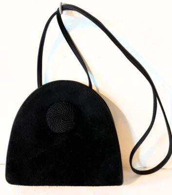 Boots N Bags Black Genuine Suede Leather Rigid Flat Small Shoulder Bag - Image 1 of 4
