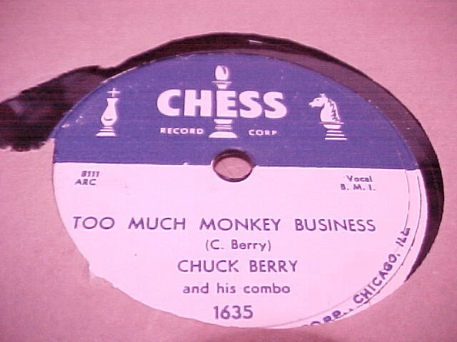 NOS Rock Chess 78 CHUCK BERRY TOO MUCH MONKEY BUSINESS / BROWN EYED HAMESOME MAN - Image 1 of 2