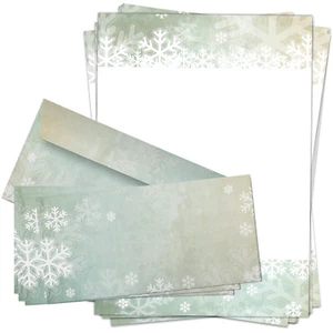 Briefpapier Set Winter 50-tlg A4 + Umschläge – Schneeflocken Design Weihnachten - Bild 1 von 9